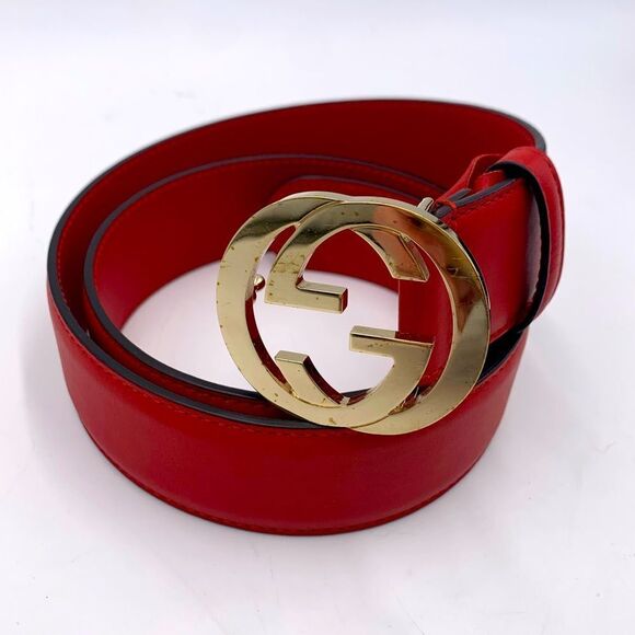 Authentic Gucci Double G Red Leather Belt Preloved main image 6